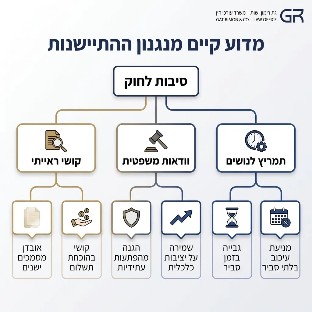 אינפוגרפיקה — מדוע קיים מנגנון ההתיישנות: סיבות לחוק
